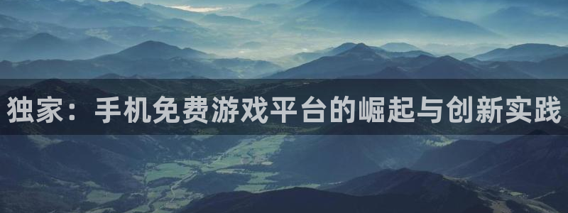 辉达娱乐平台：独家：手机免费游戏平台的崛起与创新实践